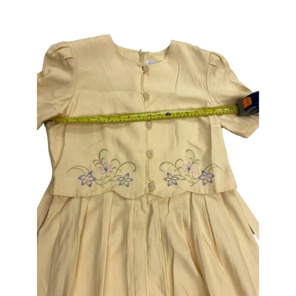 Peri Petites Short Sleeve Shirt Dress Womens 10 Yellow With Embroidered Flower - Picture 3 of 6